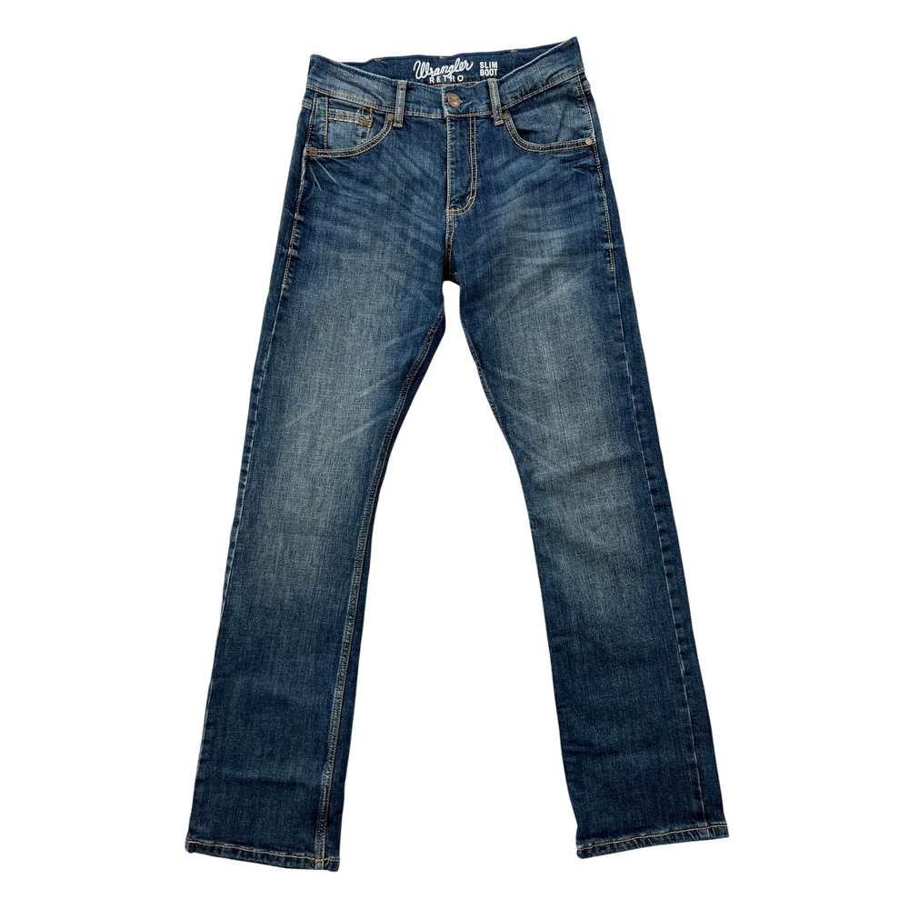 Wrangler Retro Slim Boot Jeans Men 29x32 Blue Denim Western Cowboy Workwear 6896